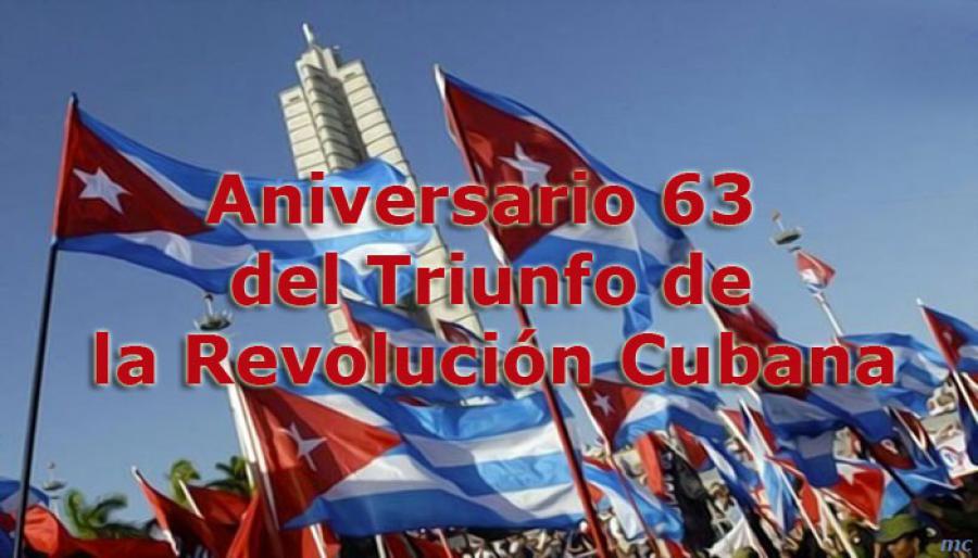 Cuban flags - Anniversary 63 of the Revolution