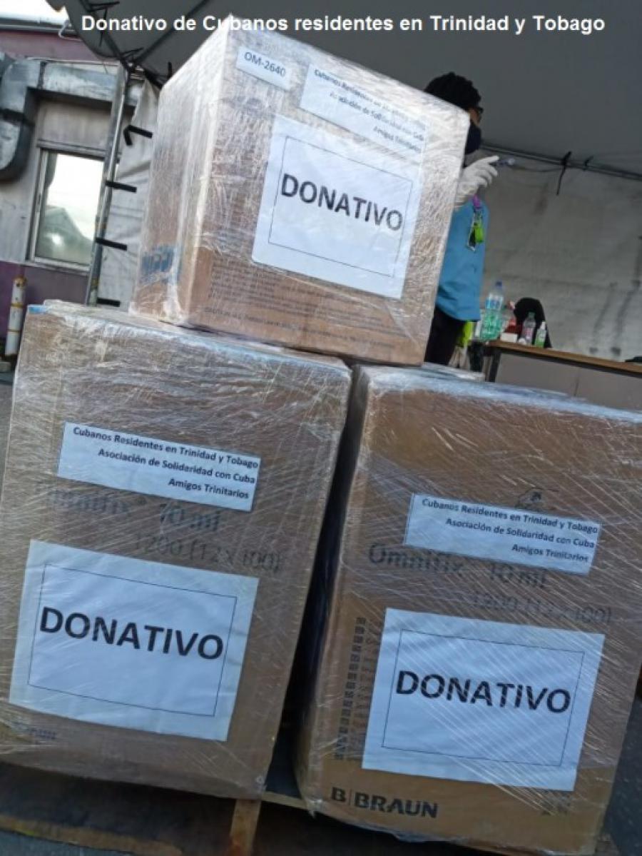 Donativo recibido de Cubanos en Trinidad y Tobago 