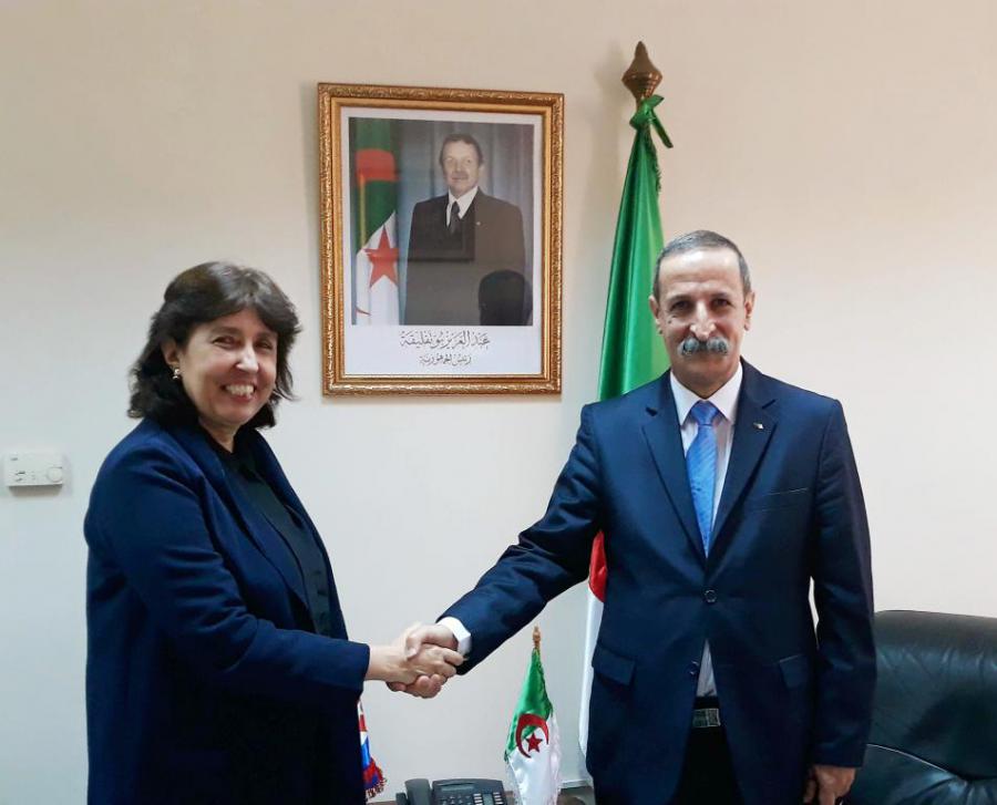 Ministro argelino de Comunicación, Djamel Kaouane, recibe a Embajadora de Cuba, Clara M. Pulido Escandell.