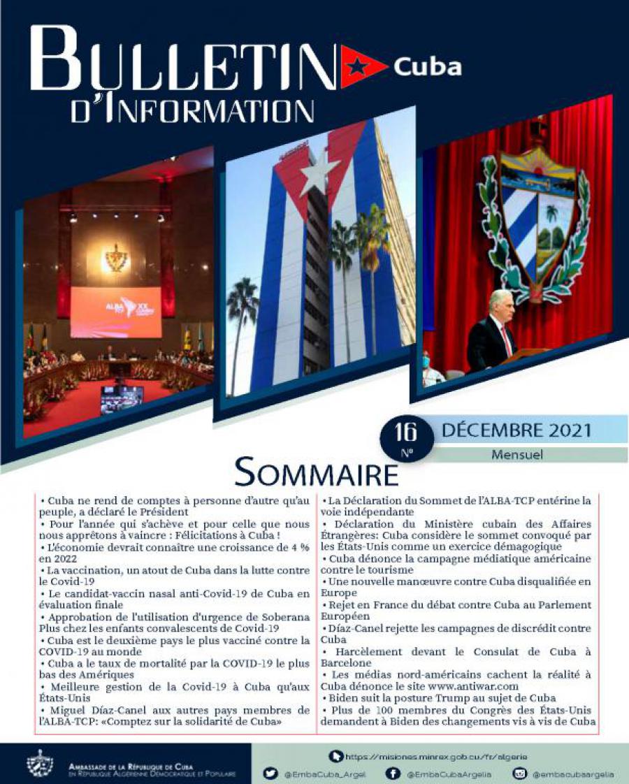 Bulletin d’Information sur CUBA (Nº 16 Décembre/2021)