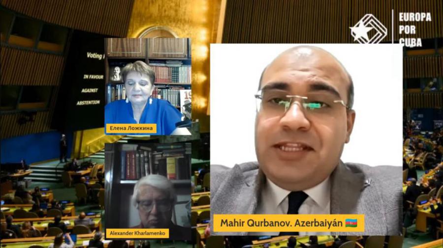 Politólogo de Azerbaiyán, Mahir Qurbanov intervino en el Foro Online “Por el levantamiento del bloqueo de Estados Unidos contra Cuba”,
