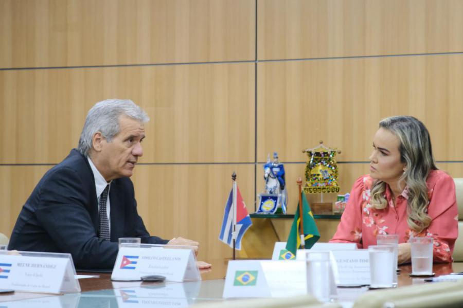 A Ministra do Turismo do Brasil recebeu o Embaixador de Cuba.
