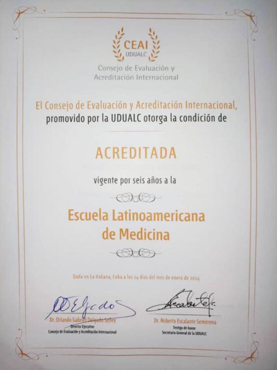 Acreditada internacionalmente la ELAM y la carrera de Medicina