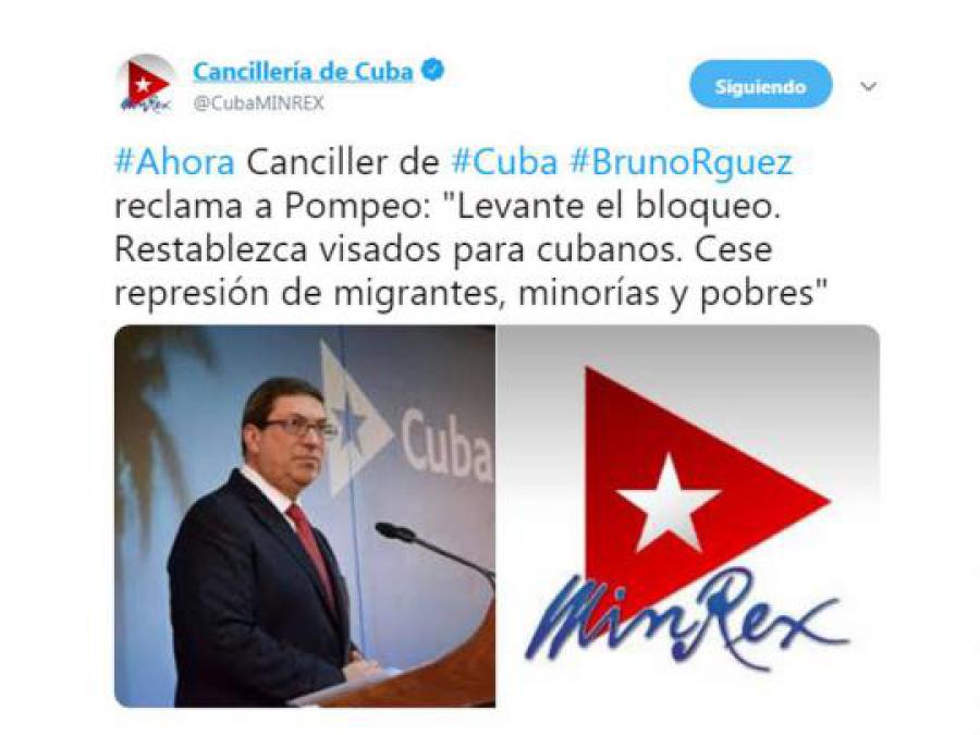 古巴外交部长回应美国国务卿