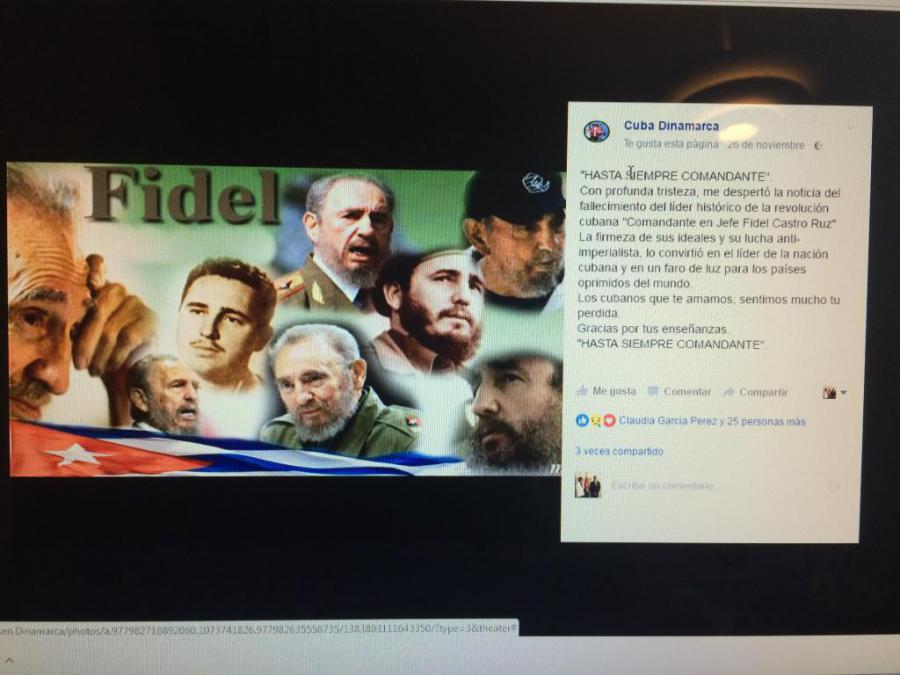 Homenaje de la Asociación de Cubanos Residentes en Dinamarca a Fidel