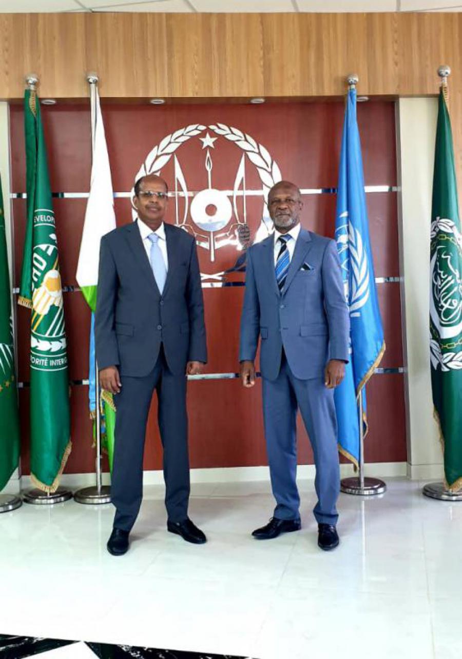Le ministre des Affaires étrangères de Djibouti reçoit la copie fugurée de lettres de créances de l'ambassadeur de Cuba.