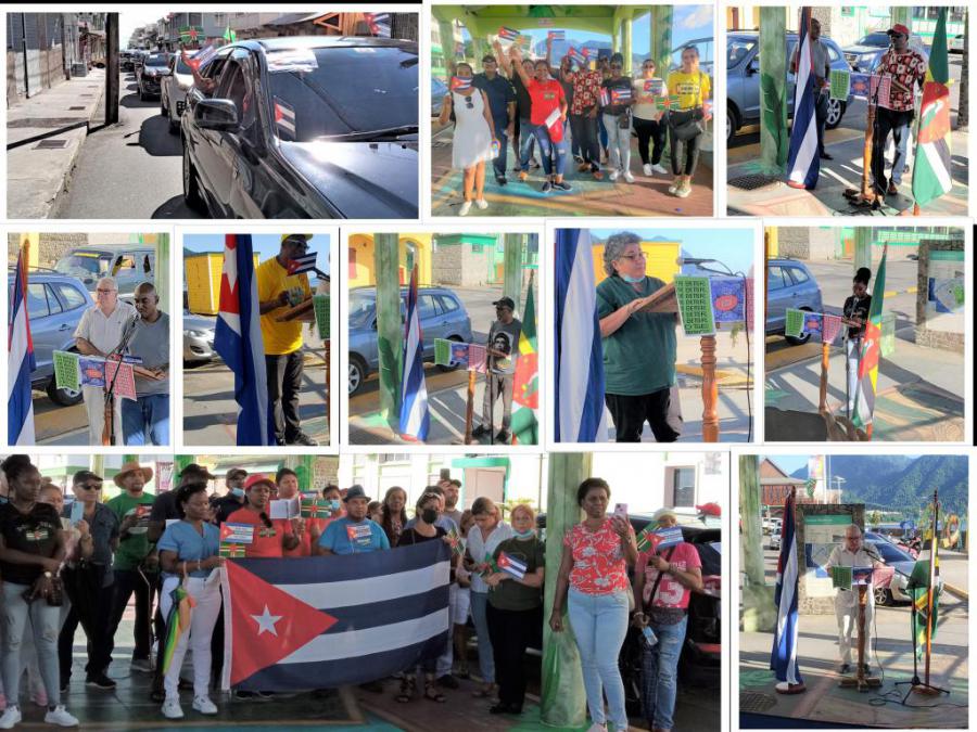 Realizan en Dominica nueva caravana y acto en contra del bloqueo de EE.UU. contra Cuba.