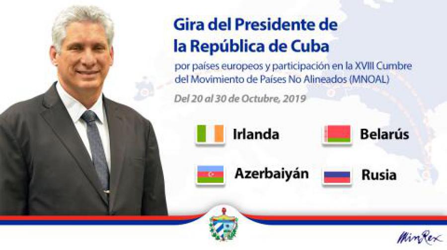 Realizará Presidente de la República de Cuba gira por países europeos y participará en la XVIII Cumbre del MNOAL