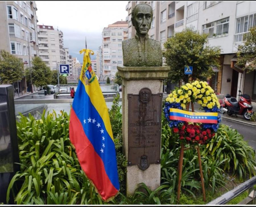 Participa Consulado General de Cuba en Santiago de Compostela en homenaje a Simón Bolívar en ocasión del 192 Aniversario de su desaparición física