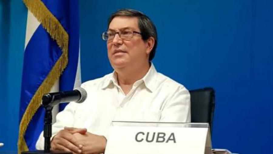 Canciller cubano interviene en reunión AEC, junio de 2020