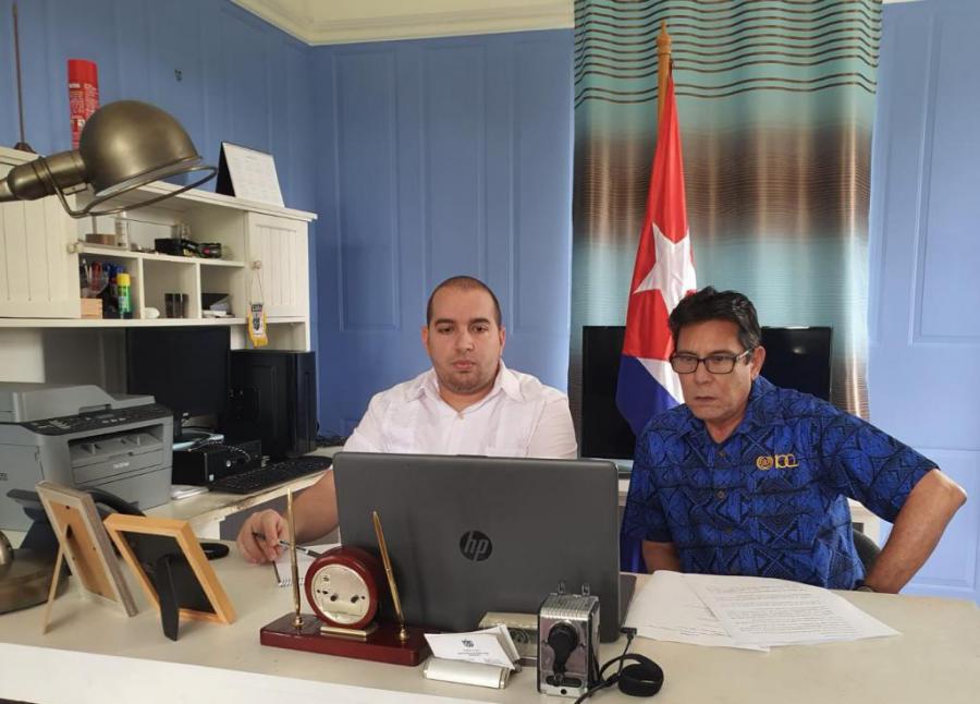 Embajador de Cuba en Fiji, Carlos Manuel Rojas Lago interviene en una sesión de trabajo virtual convocada por la Secretaría del PIF para examinar respuesta regional ante COVID-19