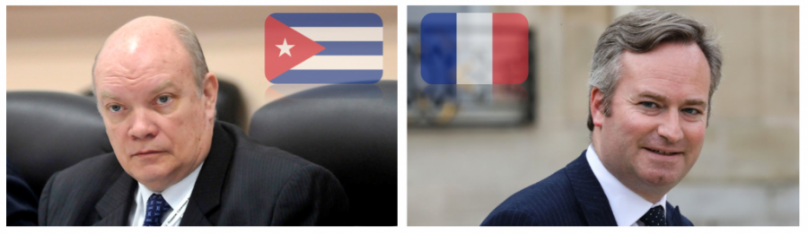 De izquierda a derecha, el Ministro de Comercio Exterior de Cuba, Rodrigo Malmierca, y el Secretario de Estado del Ministerio para Europa y Asuntos Extranjeros de Francia, Jean Baptiste Lemoyne. De izquierda a derecha, el Ministro de Comercio Exterior de Cuba, Rodrigo Malmierca, y el Secretario de Estado del Ministerio para Europa y Asuntos Extranjeros de Francia, Jean Baptiste Lemoyne.