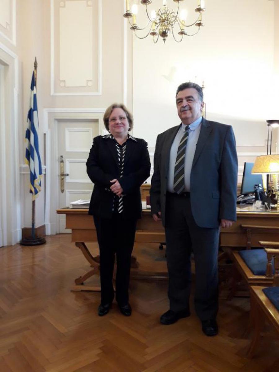 Cuba's Ambassador meeting with Rector University of Economics and Business of Athens.
