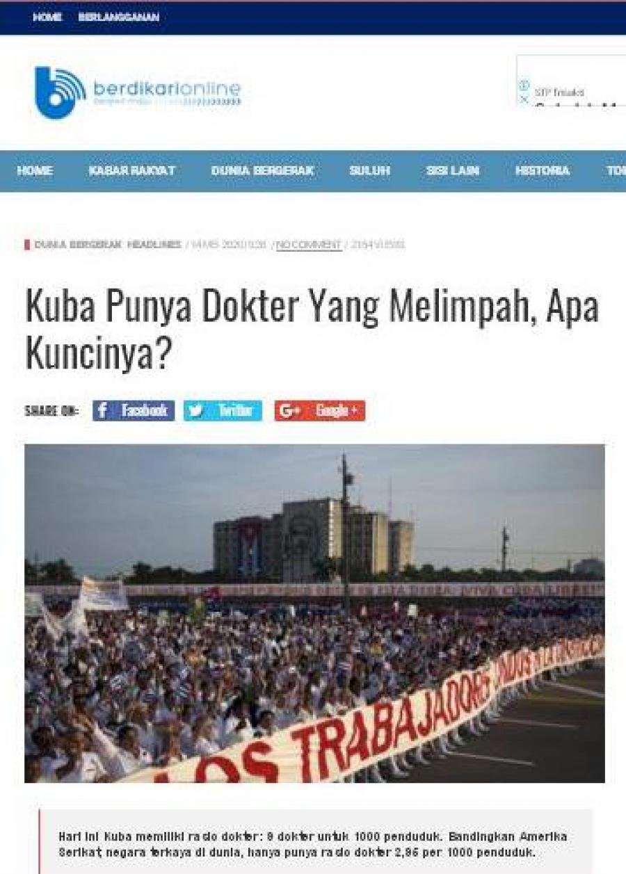 Press in Indonesia highlights Fidel's legacy in the development of Cuban medicine, despite a blockade for more than half a century