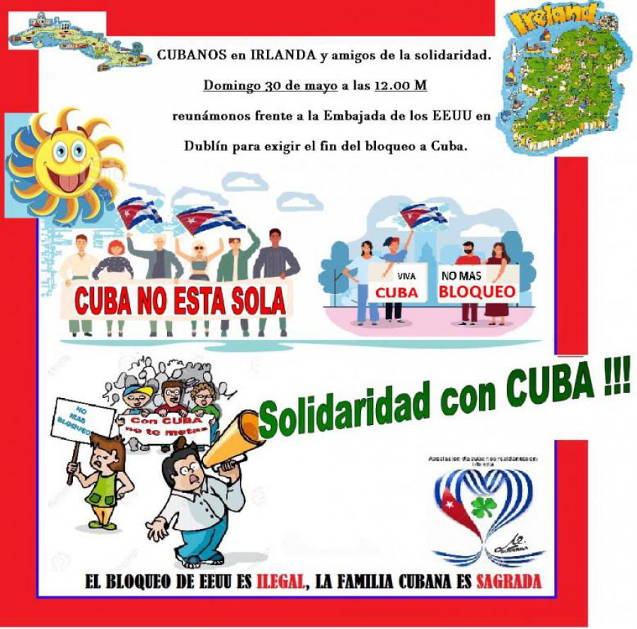 Irlanda, la campaña contra el bloqueo genocida a Cuba, fija una nueva cita.