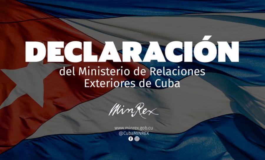 Declaración del Ministerio de Relaciones Exteriores de la República de Cuba contra el golpe de estado en Bolivia.