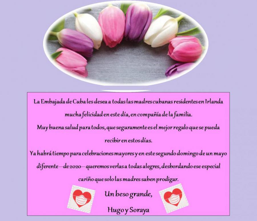 Muchas Felicidades en este lindo Día, les desea la Embajada de Cuba en Irlanda.