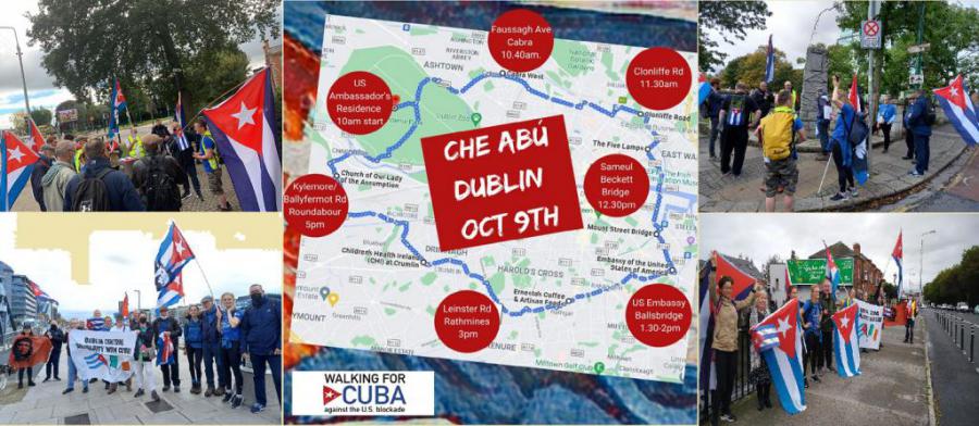 Dublín, un homenaje al Che, una demostración contra el bloqueo al pueblo de Cuba, un altruista gesto humanitario, protagonizados por amigos solidarios.