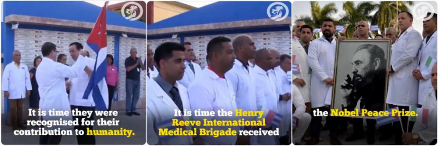 El partido Sinn Féin oficializó su apoyo a la nominación de las Brigadas médicas internacionalistas Henry Reeve para el Premio Nobel de la Paz de 2021. El partido Sinn Féin oficializó su apoyo a la nominación de las Brigadas médicas internacionalistas Henry Reeve para el Premio Nobel de la Paz de 2021.