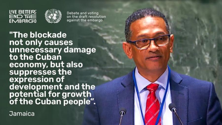 Bloqueo a Cuba viola derecho internacional, denuncia Jamaica en ONU