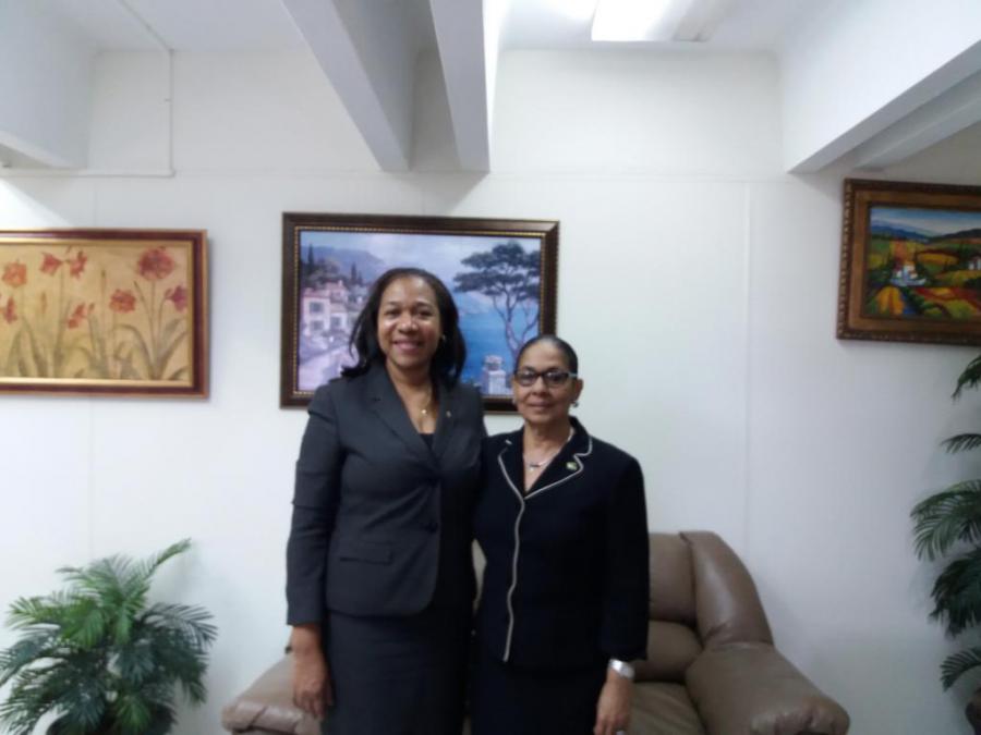 Intercambia la Embajadora de Cuba con la Ministra de Trabajo y Seguridad Social de Jamaica