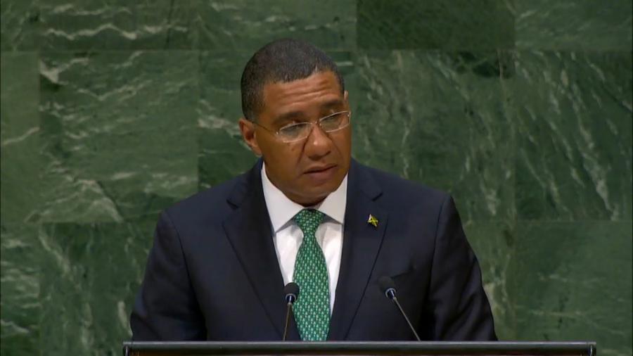 Addressing the General Debate at the 74th session of the UN General Assembly on 29 September, the Most Honourable Andrew Holness, ON, MP, Prime Minister of Jamaica, reiterated his country's stance against the economic, commercial and financial blockade imposed by the United States on Cuba.