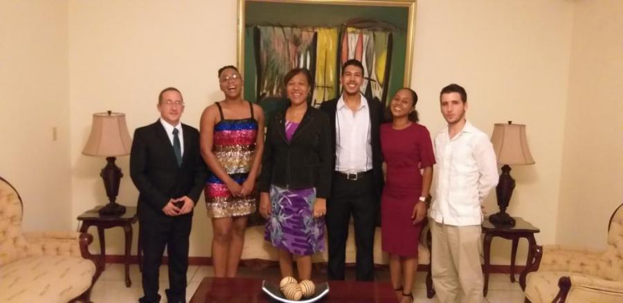Leaders of the PNP’s Youth Organization express their opposition to the blockade against Cuba.