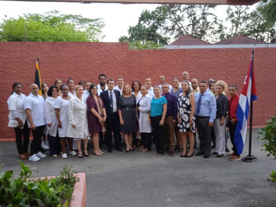 Deputy Minister of Foreign Affairs dialogues with members of the Cuban State Mission in Jamaica.