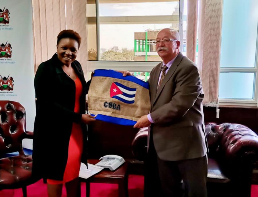 The Cuban ambassador to Kenya was received by the Kenyan Cabinet Secretary of Health