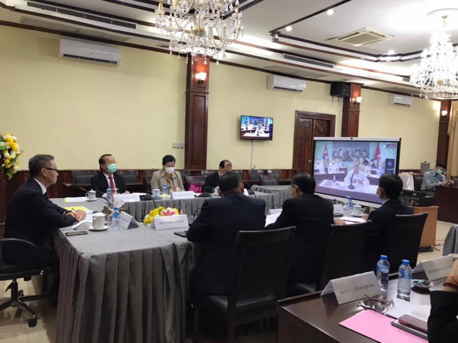 Delegations from the Cuban Communist Party and the Lao People's Revolutionary Party meet virtually. 
