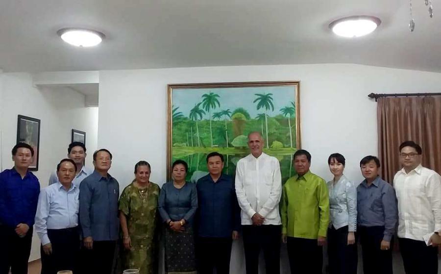 A Politburo member of the Lao People's Revolutionary Party and President of Lao Front for National Development attends the farewell activity of the Lao delegation that will participate in the 9th Congress of the Committees for the Defense of the Revolution (CDR).