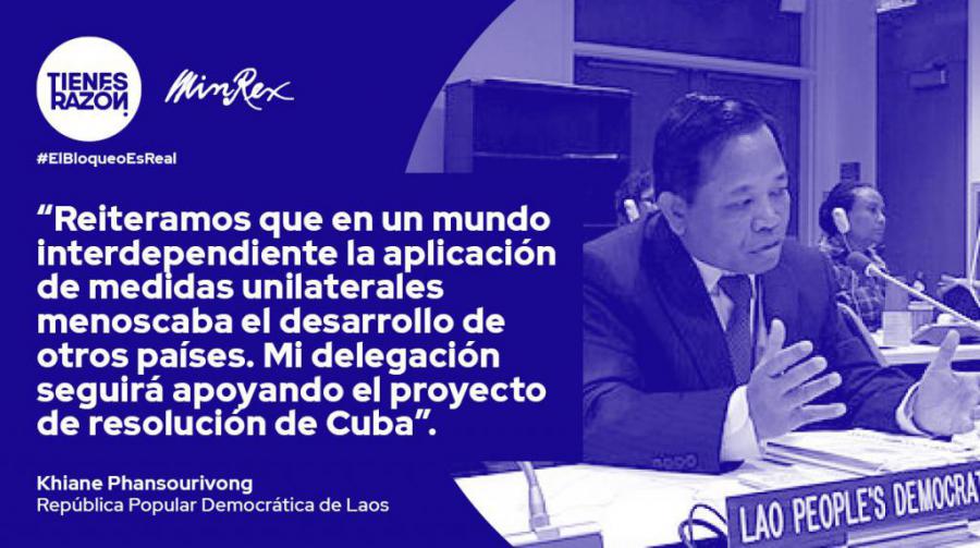 Interviene contra el bloqueo delegaciòn Lao en las Naciones Unidas