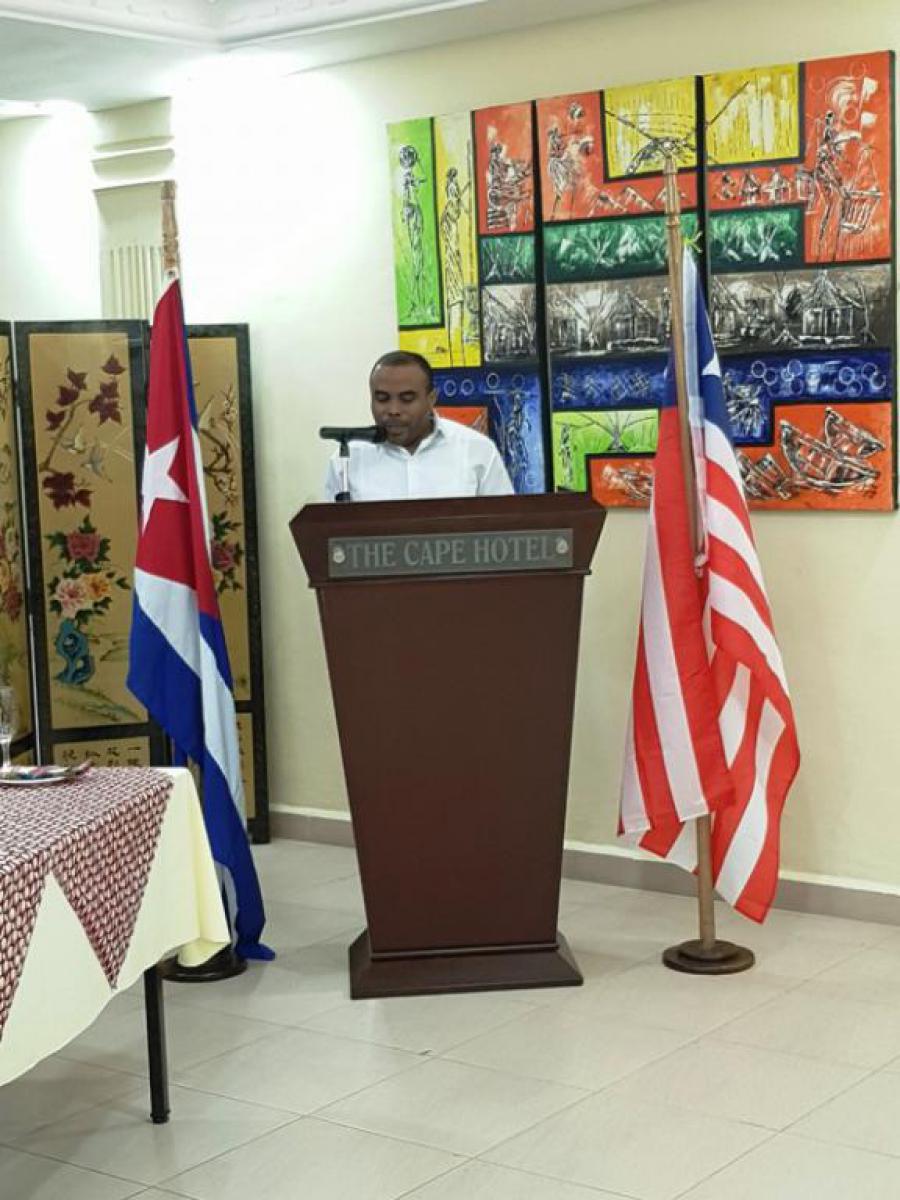 Discurso del Encargado de Negocios Yordenis Despaigne Vera en ocasión de celebrarse el 44 aniversario del establecimiento de relaciones diplomáticas entre Cuba y Liberia. 