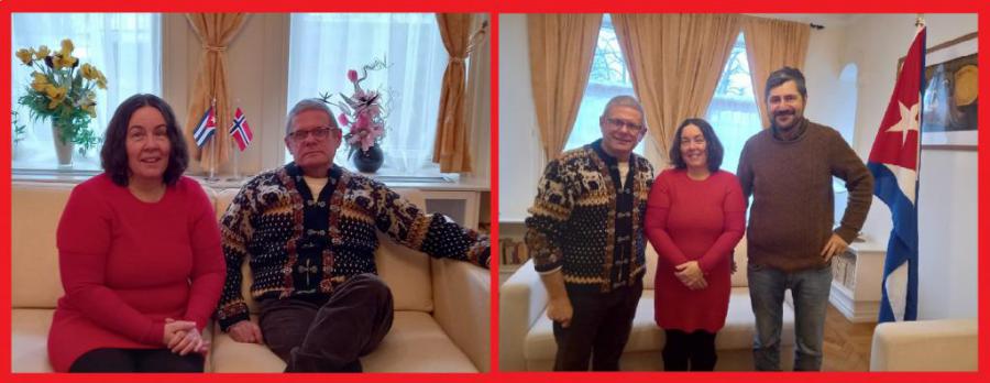 Presidenta del Partido Comunista de Noruega visita la Embajada de Cuba en Oslo.