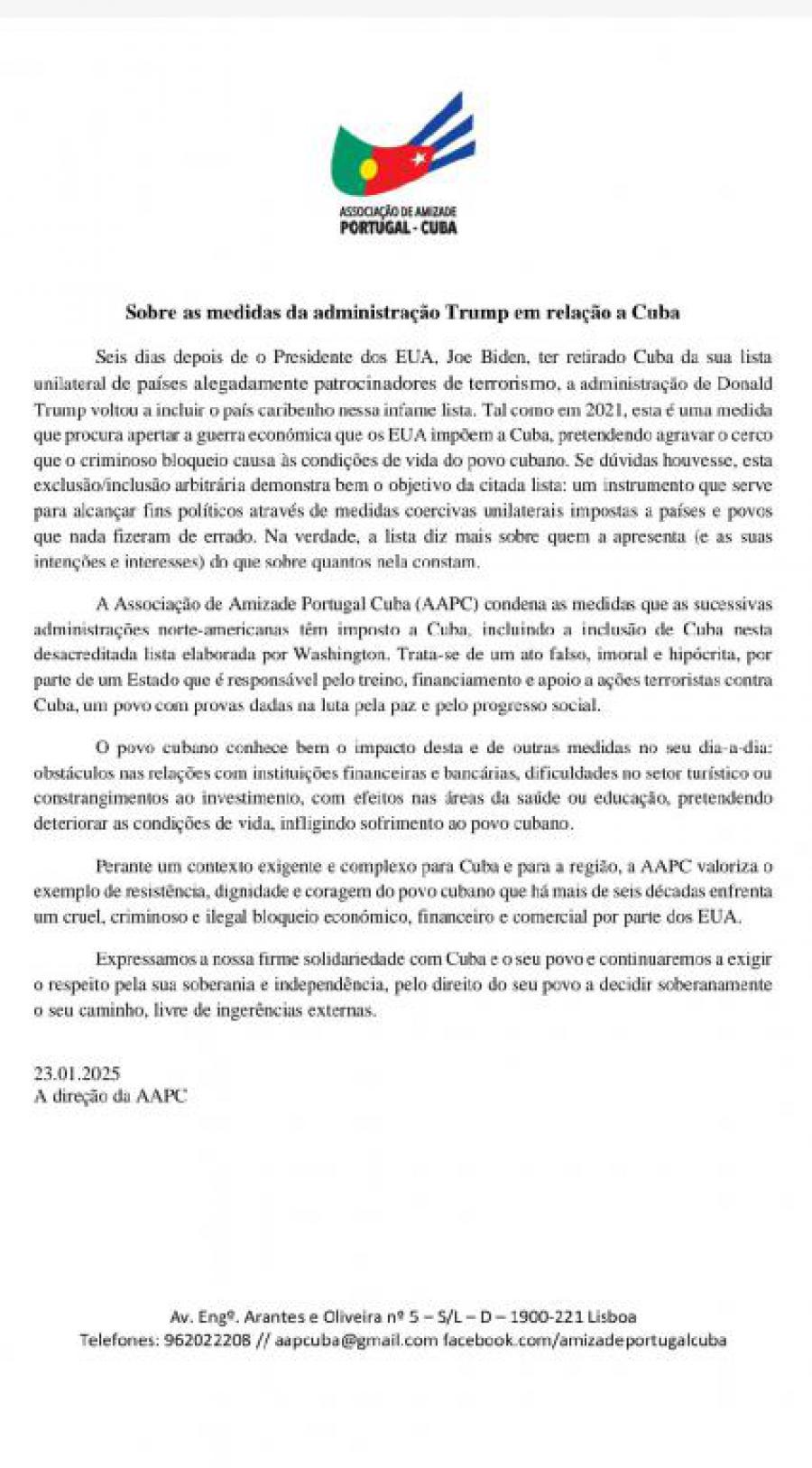 Sobre las medidas de la administración Trump con relación a Cuba.