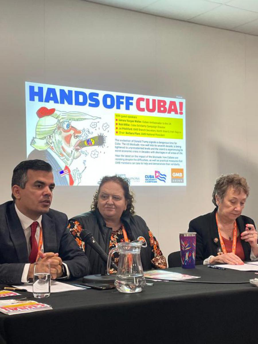 Reunión en el Congreso del sindicato GMB envía un mensaje claro: ¡Manos fuera de Cuba!