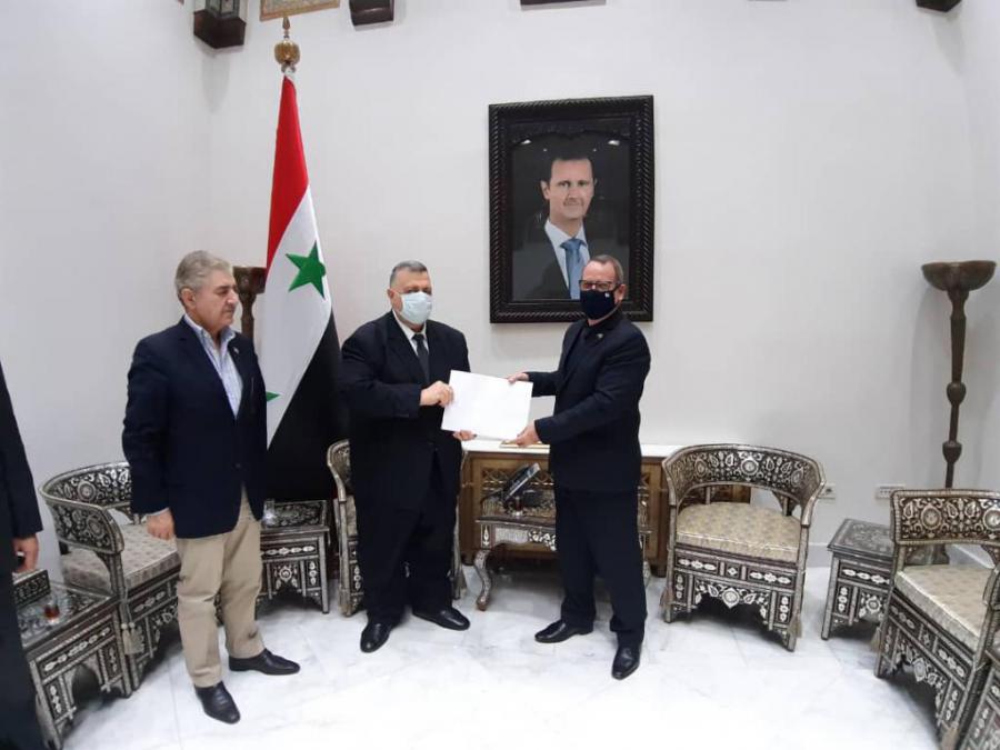 Reunión del Embajador Miguel Porto con el Presidente del Parlamento de Siria