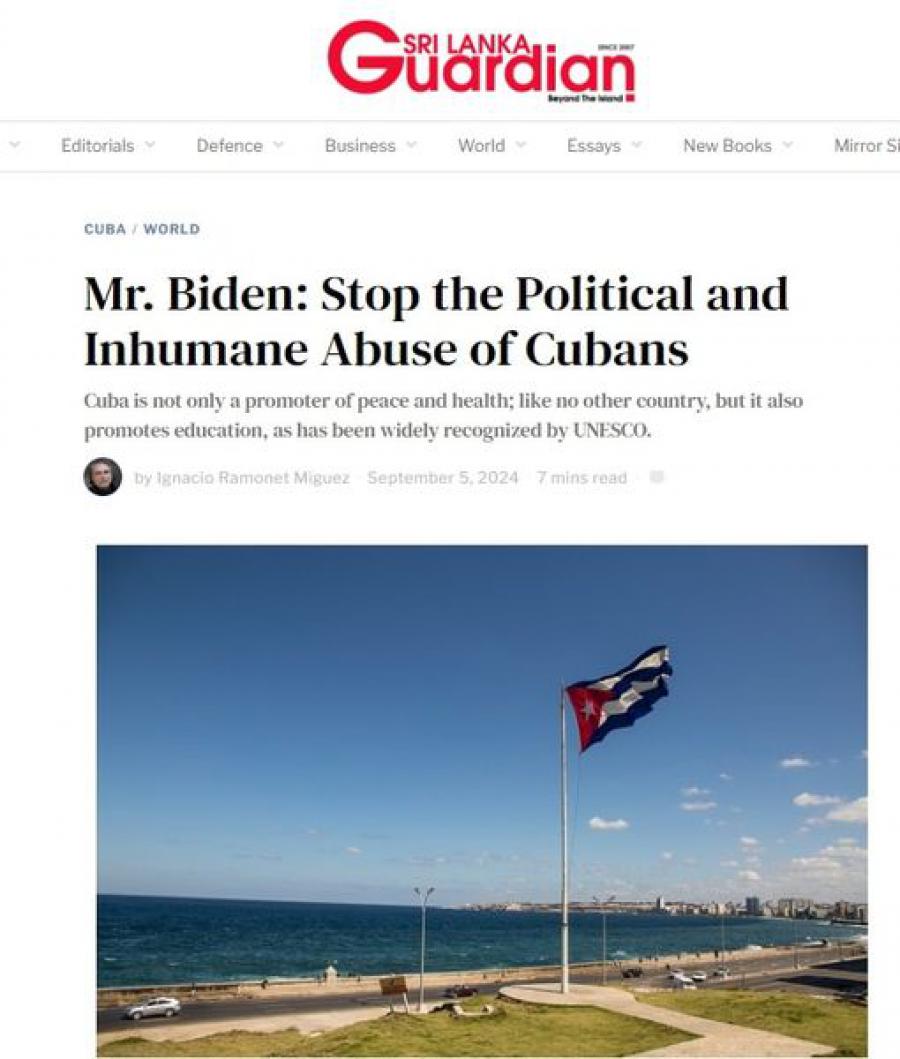 Publican en Sri Lanka carta de Ramonet contra injusticia sobre Cuba