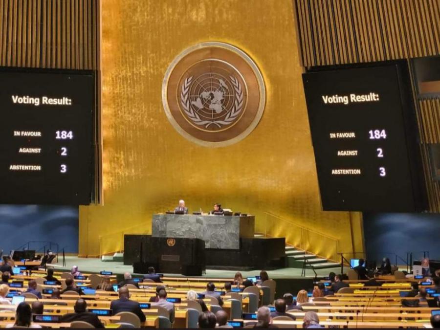 La Asamblea General de la ONU aprobó la resolución «Necesidad de poner fin al bloqueo económico, comercial y financiero impuesto por los Estados Unidos de América contra Cuba»