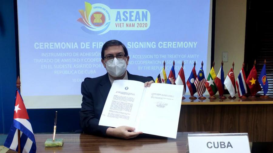 Intervención de Bruno Rodríguez Parrilla, ministro de Relaciones Exteriores de la República de Cuba en la ceremonia de firma del Instrumento de Adhesión al Tratado de Amistad y Cooperación (TAC), de la ASEAN. 10 de noviembre de 2020.