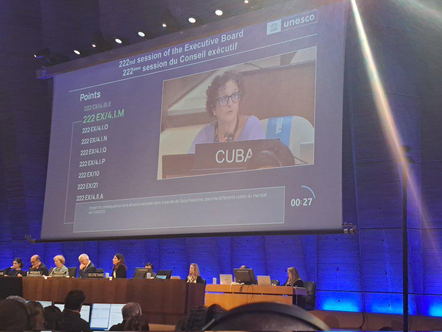 Cuba Defends the Continuity of UNRWA at UNESCO and Condemns the Genocide of the Palestinian People