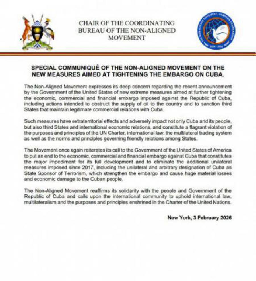NAM calls for an end to the blockade against Cuba and condemns new U.S. sanctions SPECIAL COMMUNIQUÉ OF THE NON-ALIGNED MOVEMENT ON NEW MEASURES AIMED AT FURTHER TIGHTENING THE EMBARGO AGAINST CUBA NAM calls for an end to the blockade against Cuba and condemns new U.S. sanctions SPECIAL COMMUNIQUÉ OF THE NON-ALIGNED MOVEMENT ON NEW MEASURES AIMED AT FURTHER TIGHTENING THE EMBARGO AGAINST CUBA