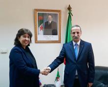 Ministro argelino de Comunicación, Djamel Kaouane, recibe a Embajadora de Cuba, Clara M. Pulido Escandell.