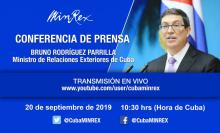 Canciller cubano presentará informe sobre el impacto ocasionado por la política de bloqueo de Estados Unidos