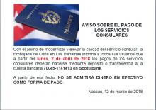 AVISO SOBRE EL PAGO DE LOS SERVICIOS CONSULARES