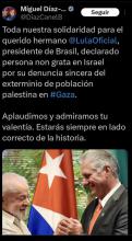 Presidente de Cuba reitera apoyo a mandatario brasileño, Luiz Inácio Lula da Silva