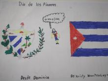 Envía saludo a los pioneros niña cubana residente en Dominica.