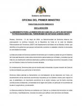 LLAMAMIENTO PARA LA REMOCIÓN DE CUBA DE LA LISTA DE ESTADOS PATROCINADORES DEL TERRORISMO DE ESTADOS UNIDOS (SSOT)