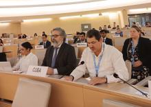 Intervención de Juan Antonio Quintanilla Román, embajador, representante permanente de Cuba en Ginebra, en nombre de un grupo de países, en ocasión del diálogo interactivo con la Experta Independiente sobre derechos humanos y solidaridad internacional. 56º período ordinario de sesiones del Consejo de Derechos Humanos. Ginebra, Suiza, 27 de junio de 2024.