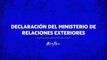 Declaración del Ministerio de Relaciones Exteriores 